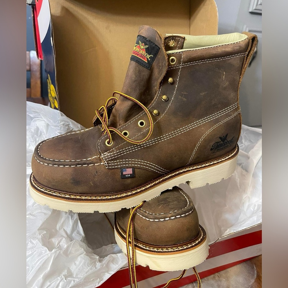 ThoroGood men's boots Brown Leather Work Boots - Picture 1 of 4